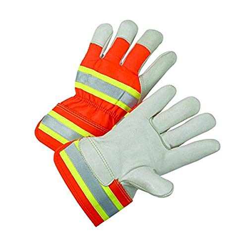 West Chester Gloves HVO5000 High-Visibility Grain Cowhide Leather Palm Gloves, Grain