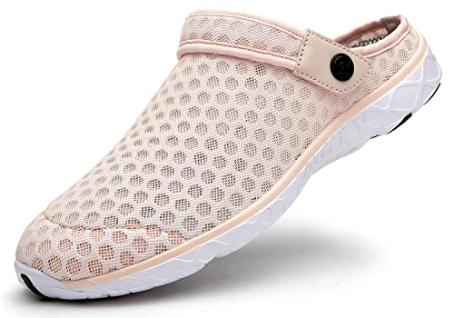 Mens Womens Clogs Garden Shoes Breathable Mesh Slippers Beach Sandals Outdoor Sports Casual Summer Flip Flops, E Pink, 9 UK, 43 EU