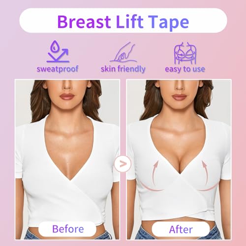Boob Tape Kit, Boobtape for Breast Lift with Breast Petals and Covers, Sticky Adhesive Boobytape Bra Tape, Breathable Push Up Breast Tape for Breast Lift, Nipple Tape Cover for Large Breasts A-G Cup2