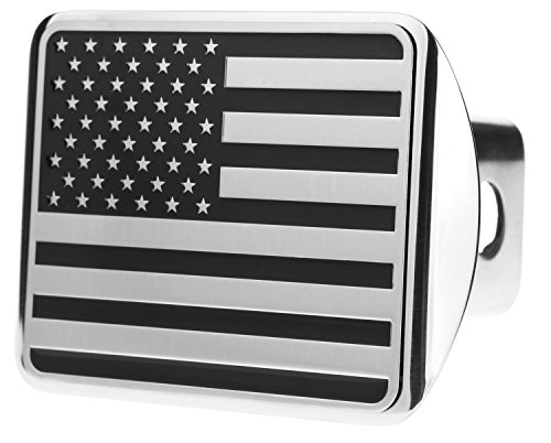 Everhitch Usa Flag Stainless Steel Trailer Hitch Cover (Fits 2" Receivers, Black & Chrome) #TOP16