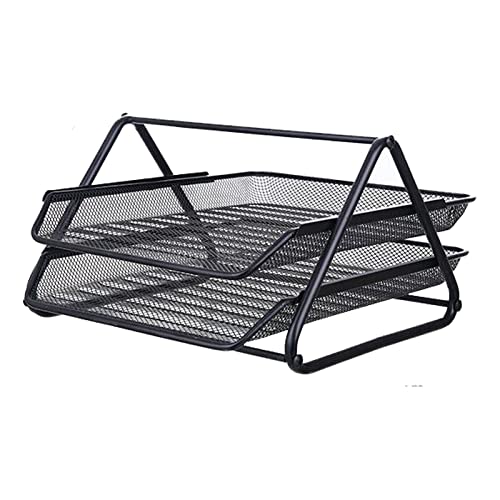 2 Tier Paper Tray Mesh Desk Organizer Office Desktop Document A4 File Desk Tidy Letter Filing Storage