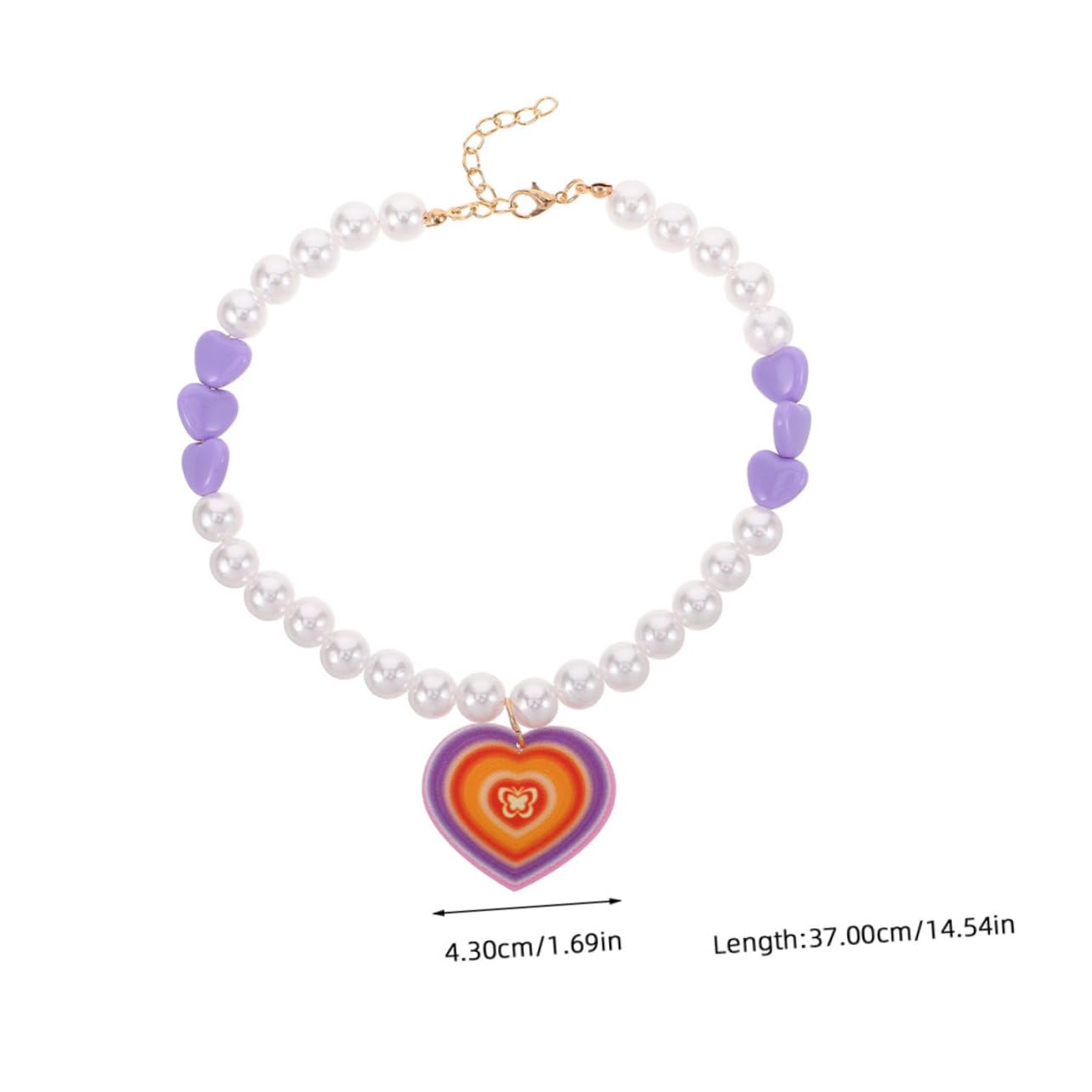 POPETPOP 2Pcs Adjustable Heart Pet Necklace for Cats and Dogs Beaded Jewelry for Pets for Parties Weddings Daily Wear Durable Design with Vibrant Colors