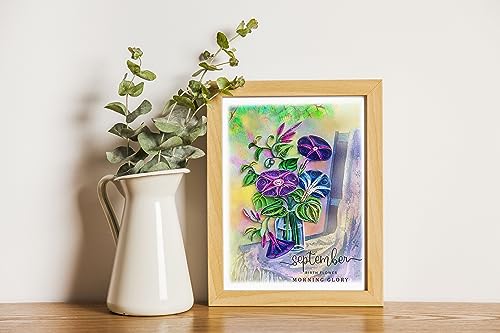 Carte florale anniversaire septembre décoration fleurs de naissance grand format