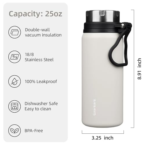 Image of BJPKPK 25oz Insulated Water Bottle, Stainless Steel Bottle with Handle | Vacuum Insulated Bottle with Leak-Proof BPA-Free Design, Keeps Drinks Cold & Hot for Gym, Office, Travel & Daily Use