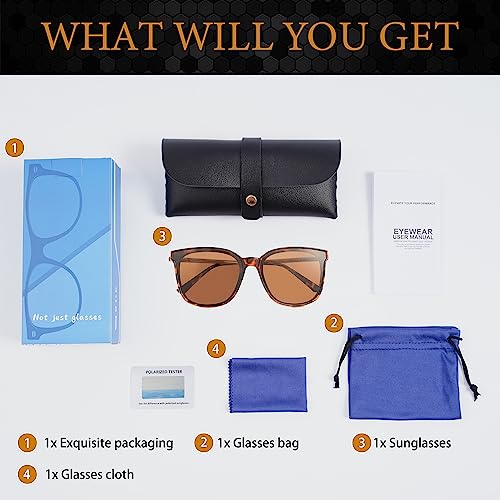 Image of Trendy TAC Polarized Square Sunglasses for Women Men, Oversized Lightweight TR90 Frame UV400 Protection
