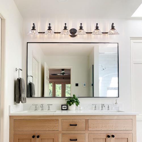 Image of XIEDUN 45 inch Bathroom Light 6 Light Black Vanity Light Farmhouse Vanity Lights Vanity Lighting Fixtures (Exclude G9 Bulb)