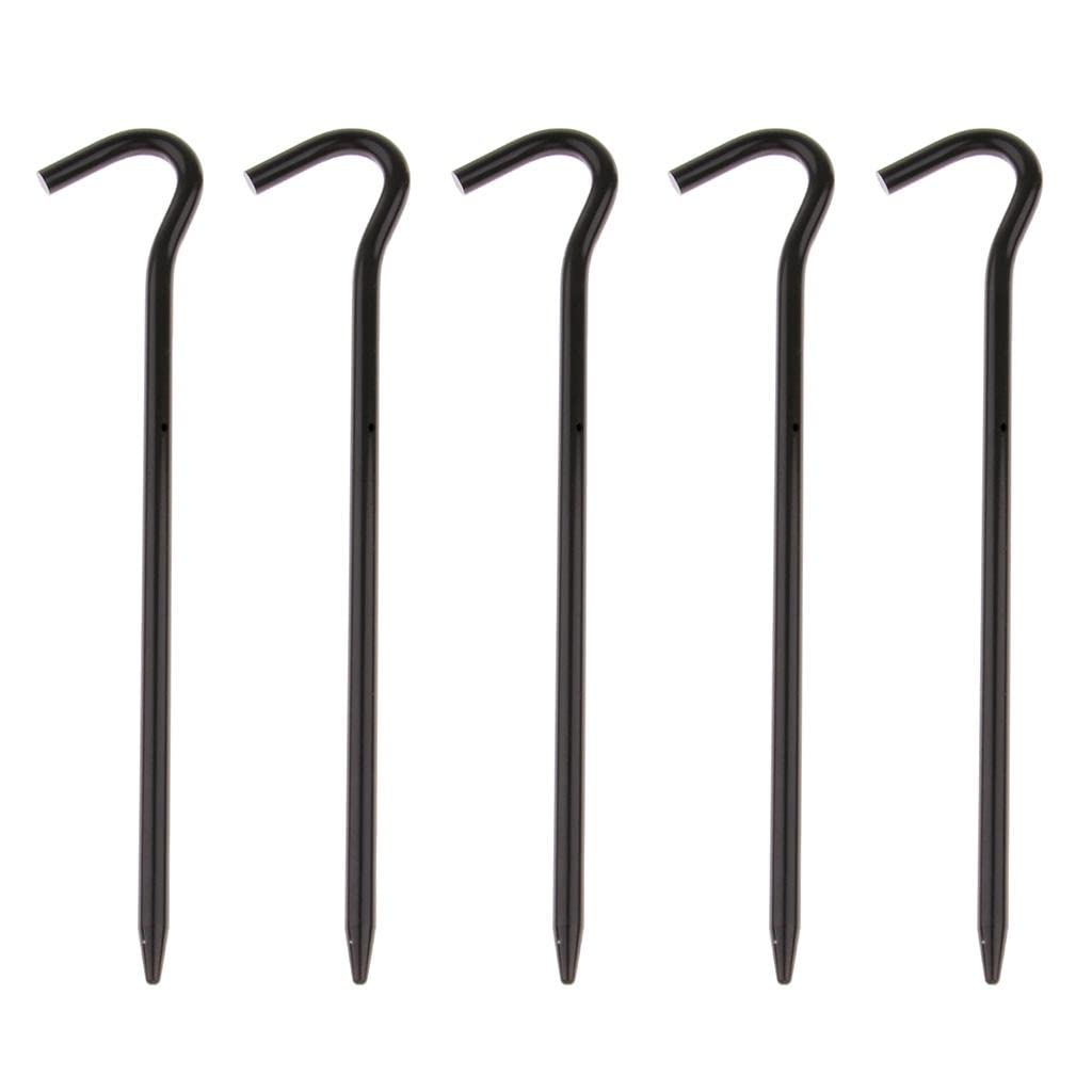 5pcs Aluminum Tent Stakes Pegs Ground Nails for Camping Awning 18cm Black-image-31