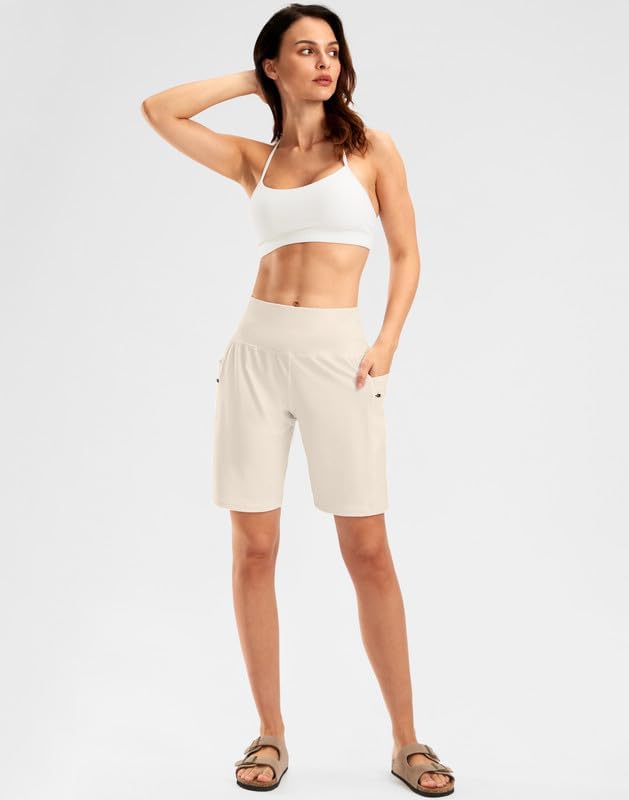 G Gradual Women's High Waisted 9" Bermuda Shorts with Zipper Pockets Athletic Workout Long Shorts for Women Knee Length - Image 6