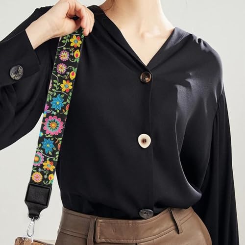 Image of Wide Bag Straps Replacement Crossbody Mandala Flower Guitar Straps for Handbags /Purses /Messenger /Duffel Bags Backpack Straps Colorful Replacement Adjustable Length from 30 inch to 50.3 inch
