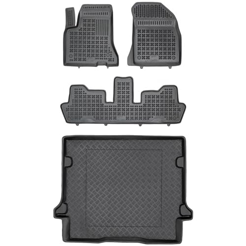 MOTOS Jeu de tapis de sol en caoutchouc et de tapis de coffre en plastique PE pour Citroen C4 Grand Picasso I 2006-2013 Améliorez votre confort de voyage avec...