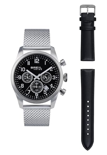 Breil Reloj Grid Men S Mono-Colour Black Cronograph Quartz Movimiento Y Mesh Black Leather Strap Ew0615 Breil Reloj Grid Men S Mono-Colour Black Cronograph Quartz Movimiento Y Mesh Black Leather Strap Ew0615