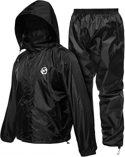 Foxelli Waterproof Rain Suit – Durable Breathable Lightweight Rainwear for Men & Women Perfect for Motorcycle Golf Fishing