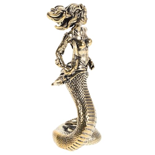 Angoily Figurine Méduse en Laiton Massif Statue Décorative Mythologique Grecque Buste de Déesse Serpent Sculpté à la Main Décoration Bureau et Maison...