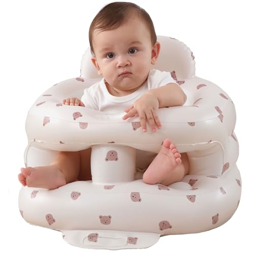 Image of AGITVPS Upgrade Surround Inflatable Baby Seat for Babies 3-36 Months, Built in Air Pump Bumbo Seat with Tray, Baby Chair Sit Me up Floor Seat for Baby, Learning to Sit&Feeding (Surround-Bear)