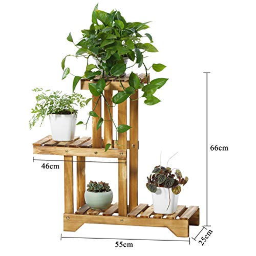 Plant Stand Plant Stand 4 Tier Bloem Stand Bloem Plank Houten Bloem Display Rack Tuin Thuis Bloem Balkon Plank Ladder Display(Licht Bruin) Multilayer - Afbeelding 3