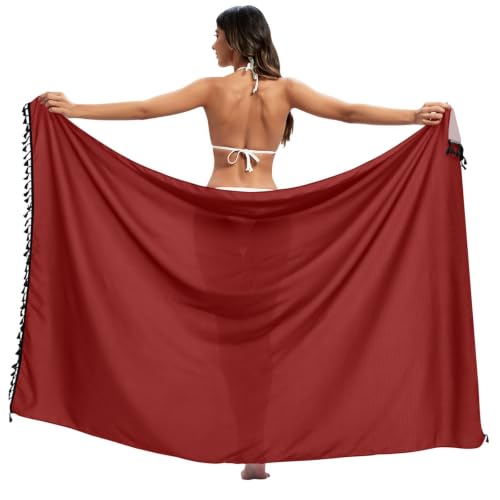 Vestido de playa granate para cubrir el traje de baño de mujer para las vacaciones de verano