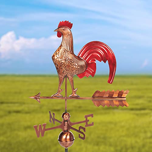 Rooster Weathervane - Pure Copper Hand Finished Multi-Color Patina By Good Directions #TOP6