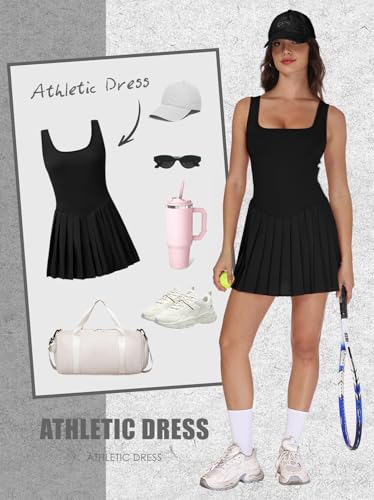 Image of NIASHOT Athletic Dress for Women with Shorts Sleeveless Womens Golf Dress