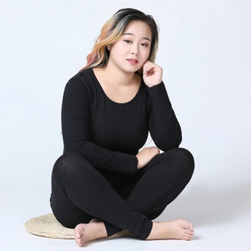 Ropa Interior Térmica Mujer - Pantalones Largos De Otoño, Traje De Lencería, Ropa De Dormir para Mujer, Conjunto De 2 Piezas Elástico De Talla Grande 6XL, Ropa Interior Suave Y Ajustada