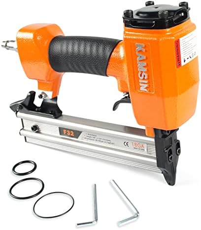 KAMSIN F32 18 Gauge Pneumatic Brad Nailer - 3/8-inch to 1-1/4-inch (10-32mm) Brad Nails, Air Power Brad Nail Gun, Finish Nailer for Woodworking Projects, Carpentry, Upholstering