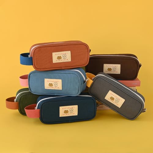 Image of Monolike Unmatched Friends Butter Pencil Case, Gray - Structured Square Desk Organizer, Large Capacity Aesthetic Stationery Pouch & Makeup Brush Bag