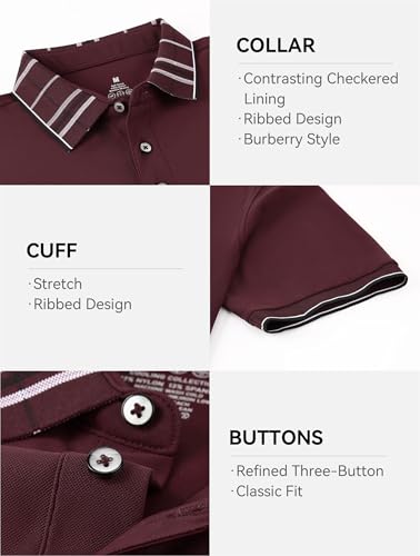 Esabel.C Polo para hombre manga corta con tecnología de absorción de humedad y estiramiento, camisa de golf casual para negocios miniatura 4