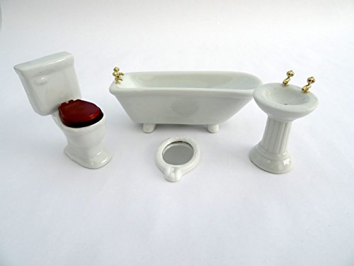 1/12th Scale Bathroom Set Ceramic for Dolls House