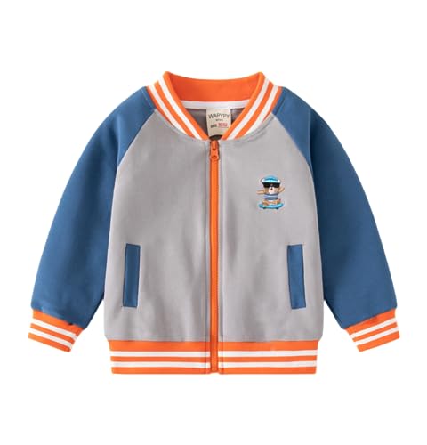 Meufam Toddler Boys Baseball Jacket Zip Up School Bomber Jacket Casual Sweatshirts Spring Fall Warm Coat with Pocket
