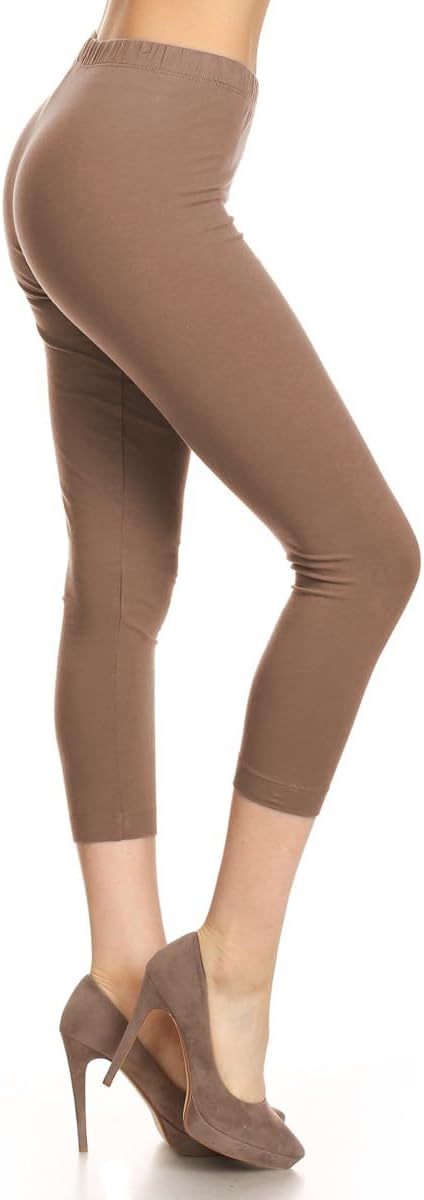 Leggings Depot Women's High Waisted Cotton Leggings - Soft Breathable - Full Length, Capri, Knee, Yoga - XS-5X