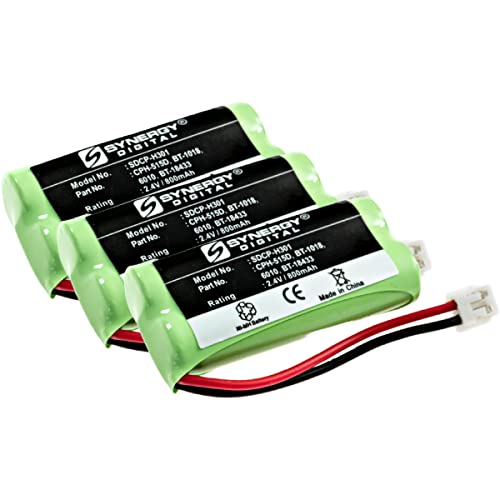 Synergy Digital Cordless Phone Batteries, Works with Uniden BT-1002 Cordless Phone, (Ni-MH, 2.4V, 800 mAh) Ultra Hi-Capacity, Combo-Pack Includes: 3 x SDCP-H301 Batteries