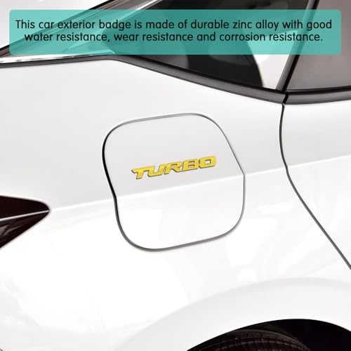 Image of ASUBHA Turbo Car Emblem Decal, Emblems and Badges, 3D Metal Emblem Badge Sticker with Turbo Letters, Universal Car Accessories Zinc Alloy Badge Decals Sticker Fit for Most Vehicles Trucks SUVs