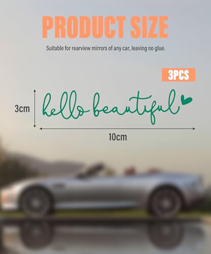 Image of RACOONA Rearview Mirror Decal,Hello Beautiful Decal,Car Accessories Stickers Rearview Mirror Sticker (Green)