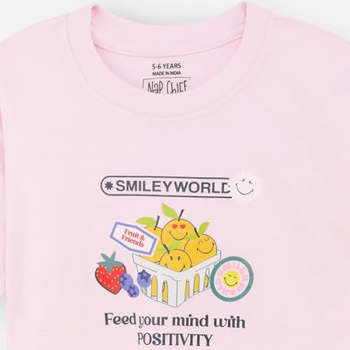 Image of Nap Chief Girls Cotton Cartoon Characters and Printed Co ord Sets, T Shirt and Shorts for Casual Wear