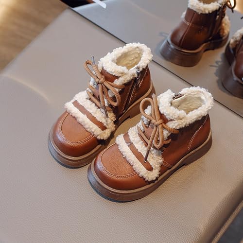Casual Ankle Boots for Boys Girls Waterproof Non-Slip Snow Lace Up Boots Toddler Warm Cotton Winter Chunky Shoes2