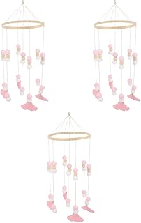 TOYANDONA 3 Pçs Pingente De Cama De Bebê Berço Musical Móvel Pendurado Memorial Sinos De Vento Berçário Berço Móvel Berçário Acessórios Regalos Para Hombre Anel Carrilhão Feltro Bola Ramos
