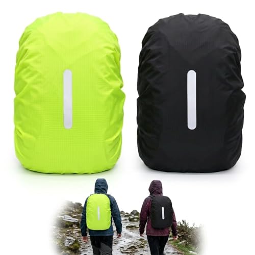 2 Pcs Funda Impermeable Mochila con Tira Reflectante para 40L a 50L Camping