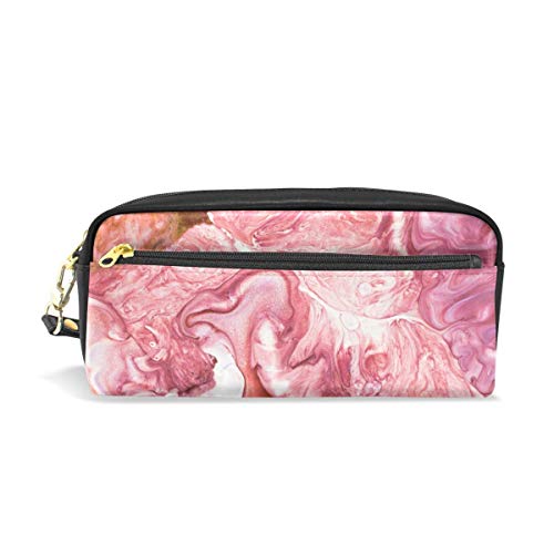 Preisvergleich Produktbild Ahdyr Bleistiftetui Abstrakt Marmordruck Leder Bleistiftbeutel Reißverschluss Stiftbeutelhalter Student Stationary Cosmetic Makeup Bag