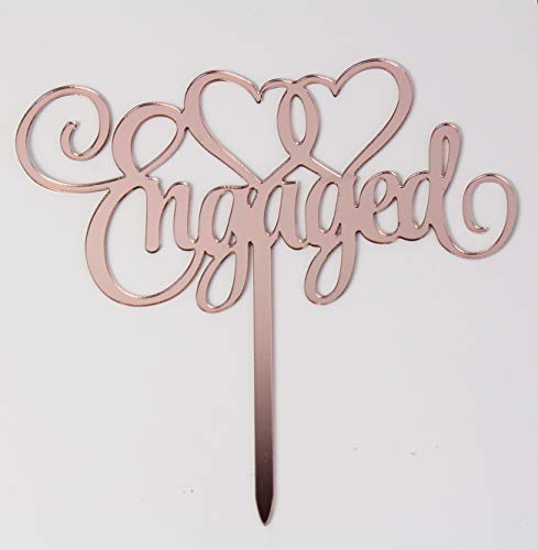 Starsgarden Engaged Rose Gold Cake Topper | Wedding Anniversary Bridal Shower Bachelorette Party Or Vow Renewal Engagement Decoration Ideas | Engaged Af Perfect Keepsake(Rose Gold Engaged) #TOP4