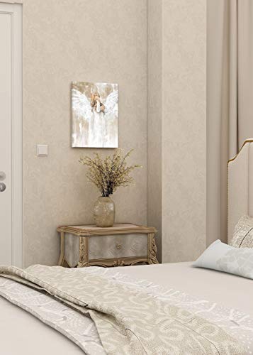 Sumgar Dog With Angel Canvas Wall Art Abstract White Prints Animal Artwork Golden Retriever Lover For Bedroom Living Room Bathroom, 12 X 16 In #TOP1