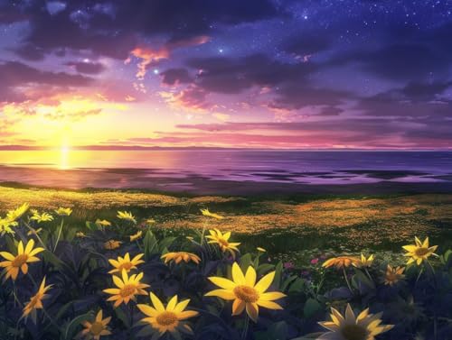 Diamond painting paysage sunflower 100x130 cm : idée cadeau loisir créatif