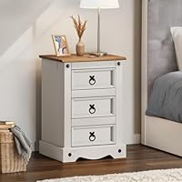 Corona Bedside Cabinet White Medium 3 Drawer Table