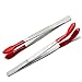 AAProTools Set of 2 Tweezers Rubber Coated PVC Red Soft Non MARRING Flat & Bent Tips LAB Hobby Bead Craft Tools