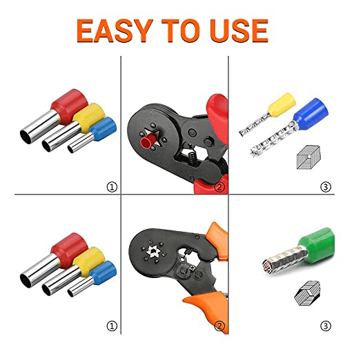 HASTHIP® 1200pcs Assortment Ferrule Wire Copper Crimp Connector, Electronic Wire Ferrules Kit, Universal Wiring Cable Connector, Insulated Cord Pin End Terminal AWG23-7 Kit