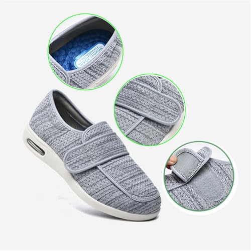 Mens Diabetic Shoes, Men's Wide Summer Mesh Breathable Adjustable Swollen Feet Diabetic Shoe, Casual Orthotic Plantar Fasciitis Walking, for Elderly Arthritis Edema Swollen Feet Thumb3