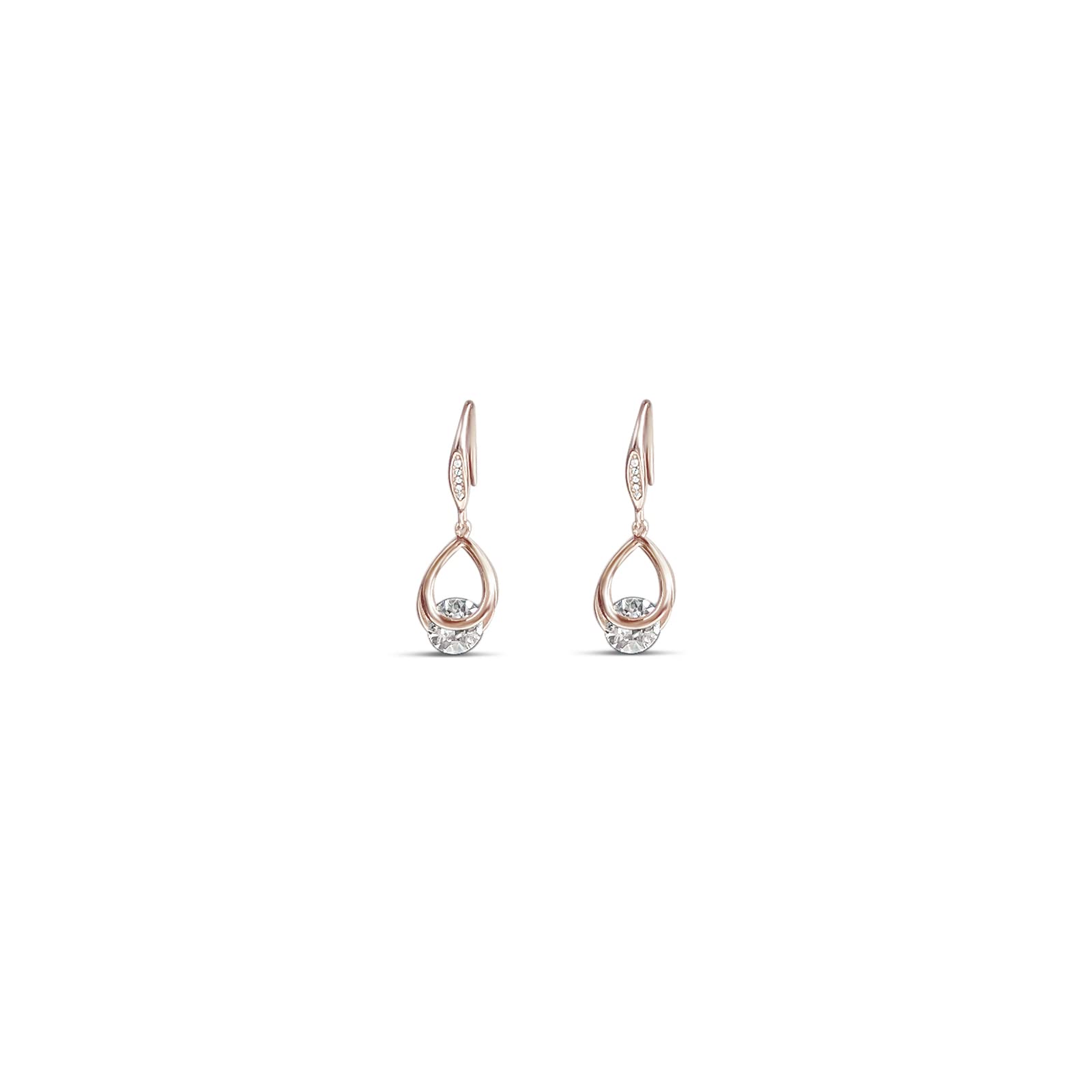 Silber Ohrring Brilliant Drop vergoldet Roségold, 925 Sterling Silber, Ohrhänger mit Zirkonia im Brillantschliff