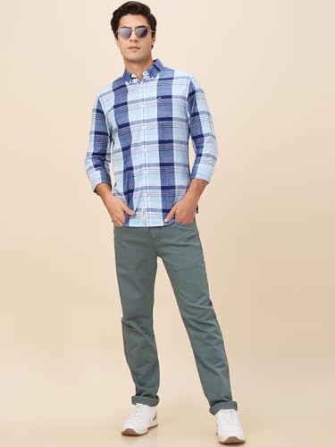 Image of Being Human Blue Regular Fit Regular Collar Men's Shirt Clothing