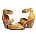 Migpuel Western Sandals for Women Chunky Wedge Heels Pointed Toe Pumps Ankle Strap Metal Buckle Strappy Heels Comfortable Fashion Casual Dress Shoes Banana,11