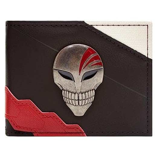 Bleach Ichigo Kurosaki Hollow Máscara Insignia de Metal Billetera/Cartera Bi-Fold Tarjetero ID & Tarjetero, Negro