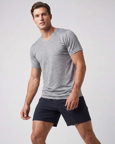 Image of 5 Pack: Men's V-Neck Dry-Fit Moisture Wicking Active Athletic Tech Performance T-Shirt