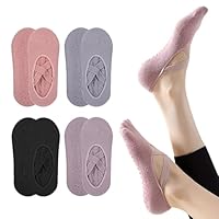 4 Paar Yoga Antirutschsocken, Pilates Socken Rutschfeste, Damen Yoga socken, Rutschfeste Pilates Socken mit Griffpunkten,Atmungsaktive & Bequeme Treter für Yoga, Gymnastik, Barfußtraining